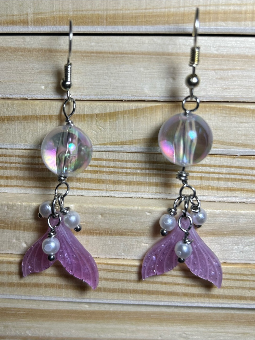 3/$25 Pink Mermaid Tail Dangle Earrings